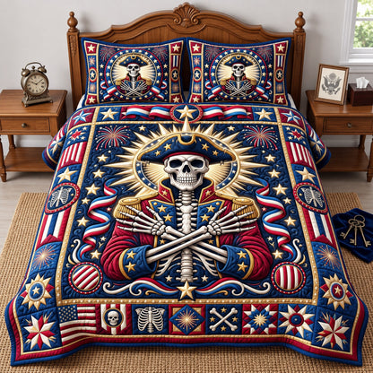 Patriotic Skull 3-Piece Quilted Bedding Set GFTONMU3277
