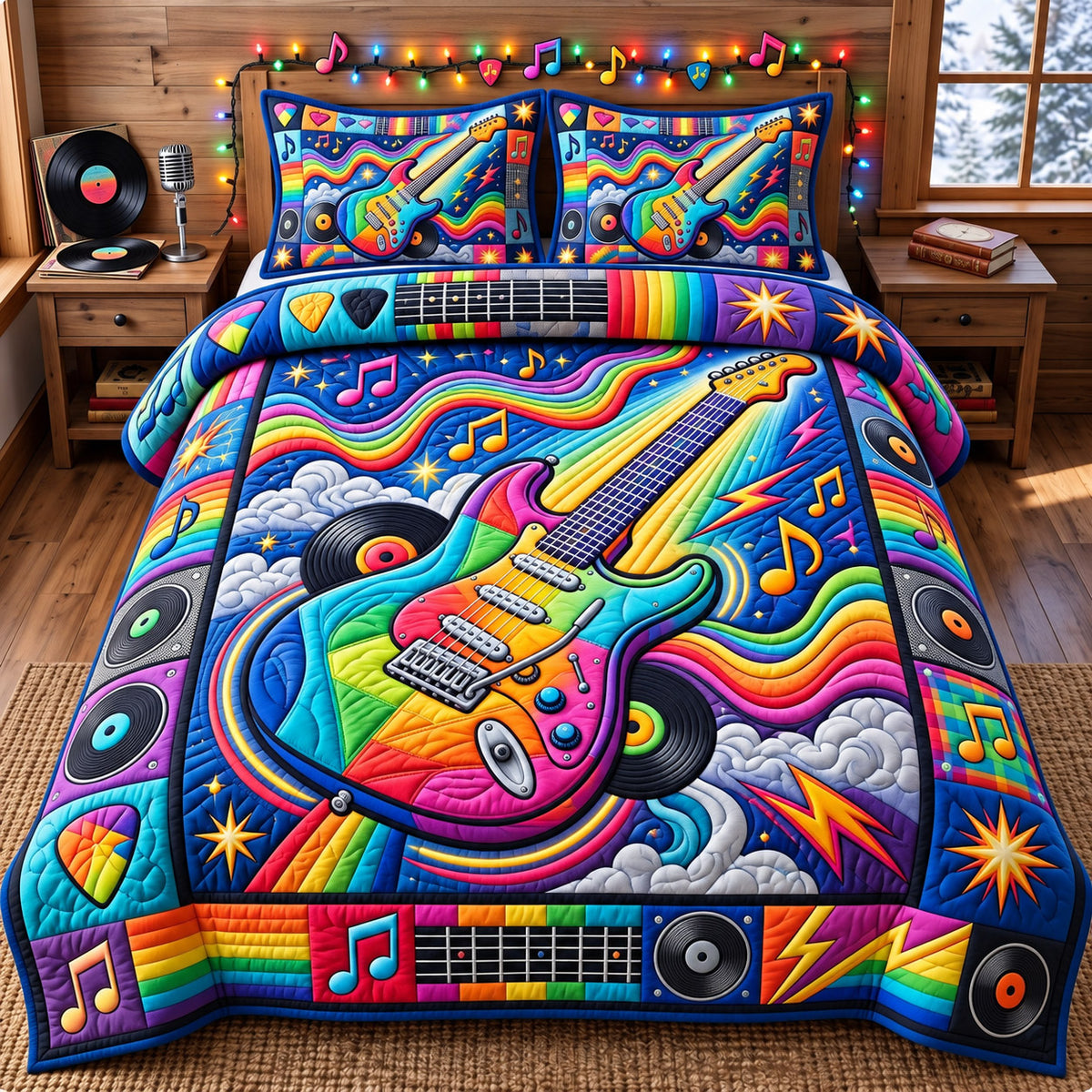 Guitar Lover 3-Piece Quilted Bedding Set GFTONMU3291
