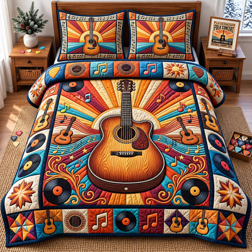 Guitar Lover 3-Piece Quilted Bedding Set GFTONMU3292
