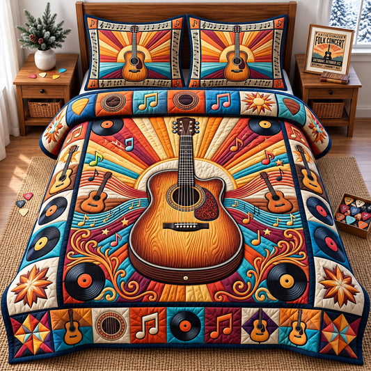 Guitar Lover 3-Piece Quilted Bedding Set GFTONMU3292