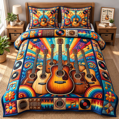 Guitar Lover 3-Piece Quilted Bedding Set GFTONMU3293