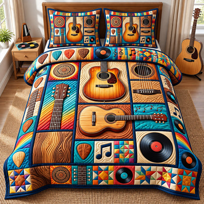 Guitar Lover 3-Piece Quilted Bedding Set GFTONMU3296