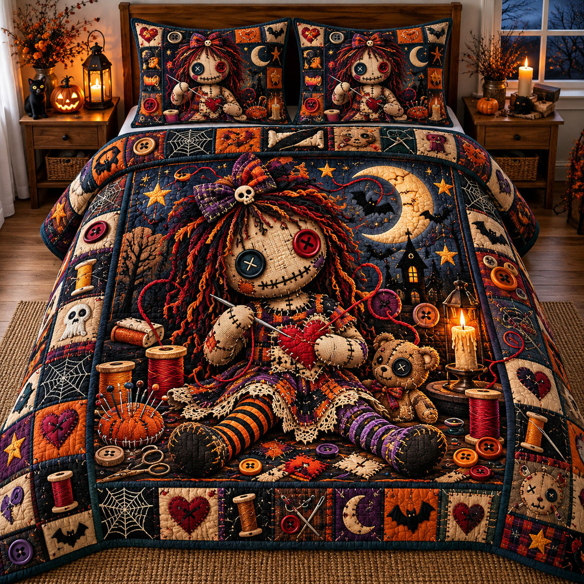 Voodoo Doll 3-Piece Quilted Bedding Set GFTONMU3323