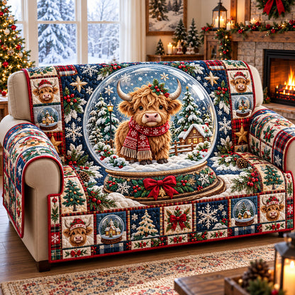 Highland Cow Quilted Sofa Cover GFTONMU3345