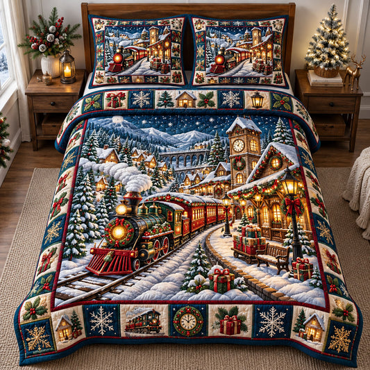 Christmas Village 3-Piece Quilted Bedding Set GFTONMU3359