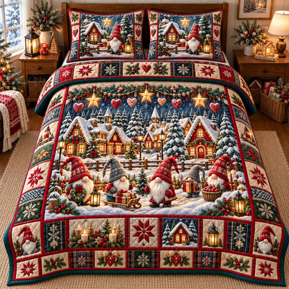Gnome Village 3-Piece Quilted Bedding Set GFTONMU3413