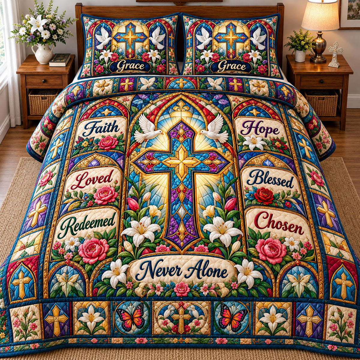 Christian Faith 3-Piece Quilted Bedding Set GFTONMU3418