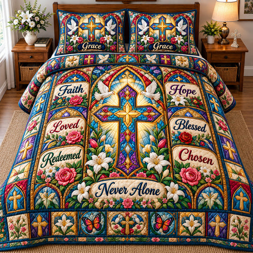 Christian Faith 3-Piece Quilted Bedding Set GFTONMU3418
