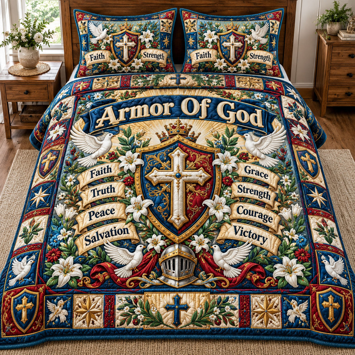 Christian Faith 3-Piece Quilted Bedding Set GFTONMU3421