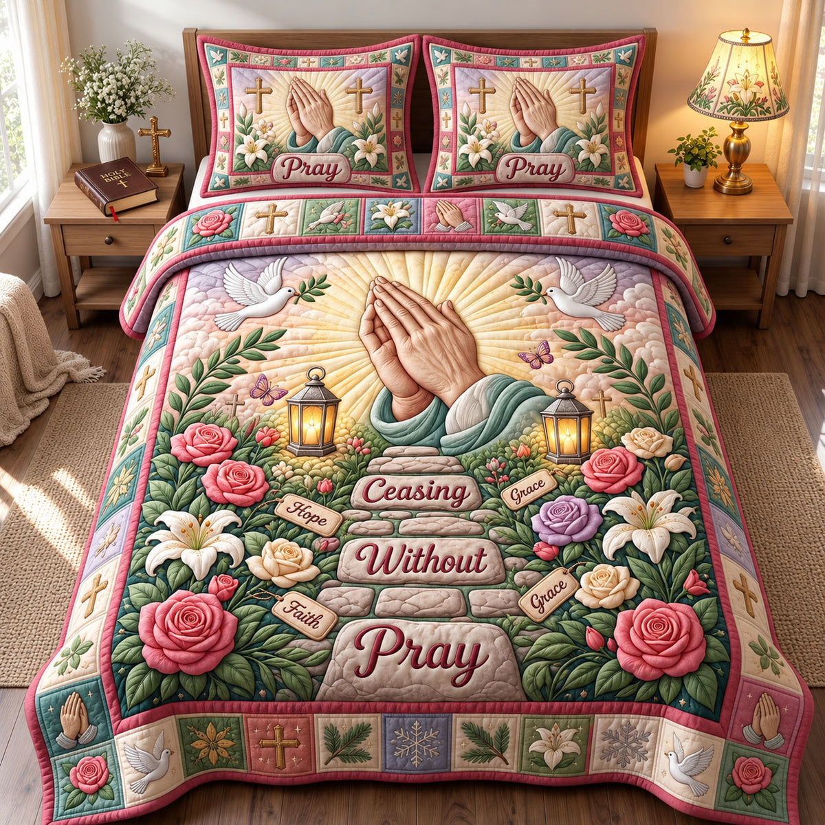 Christian Faith 3-Piece Quilted Bedding Set GFTONMU3441