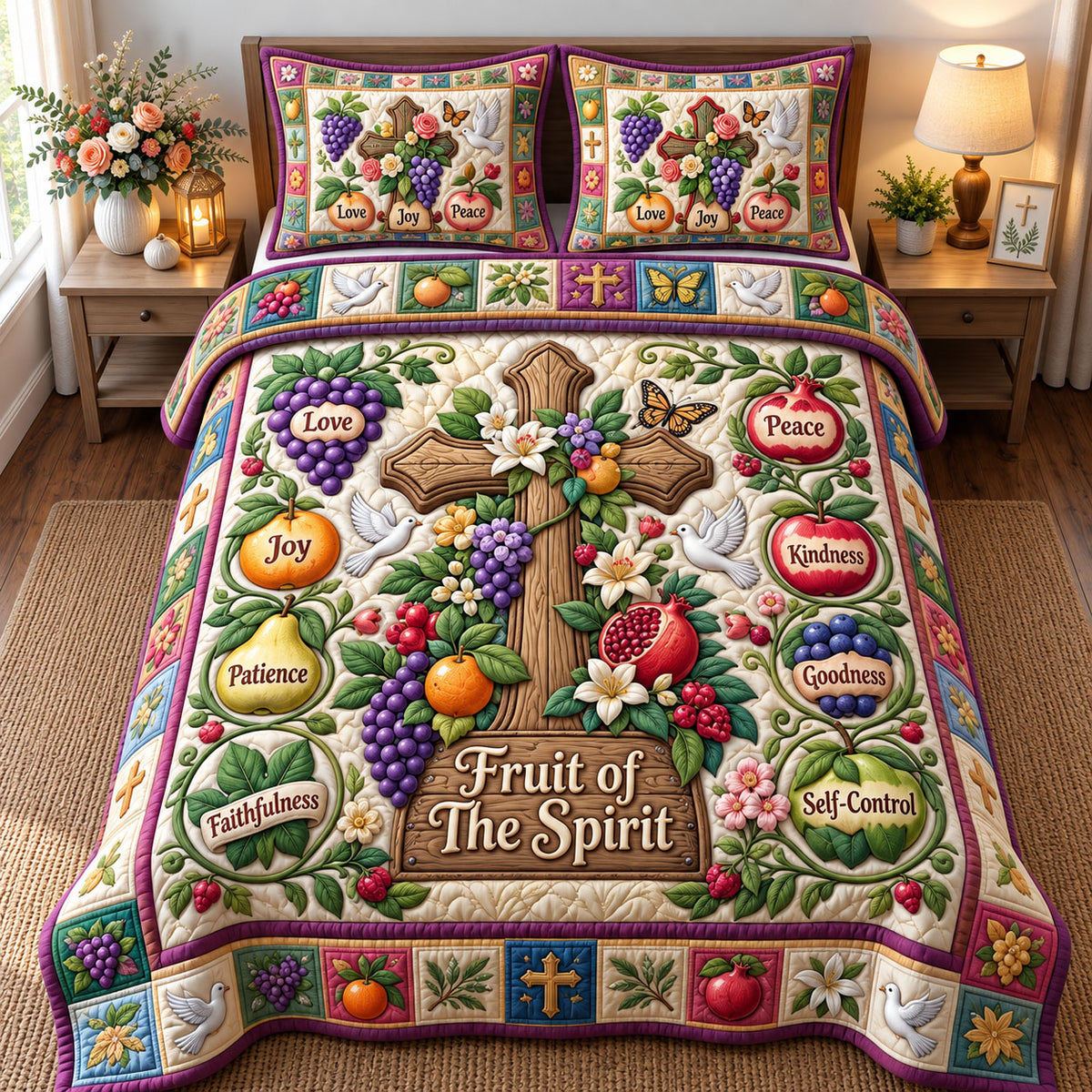 Christian Faith 3-Piece Quilted Bedding Set GFTONMU3443