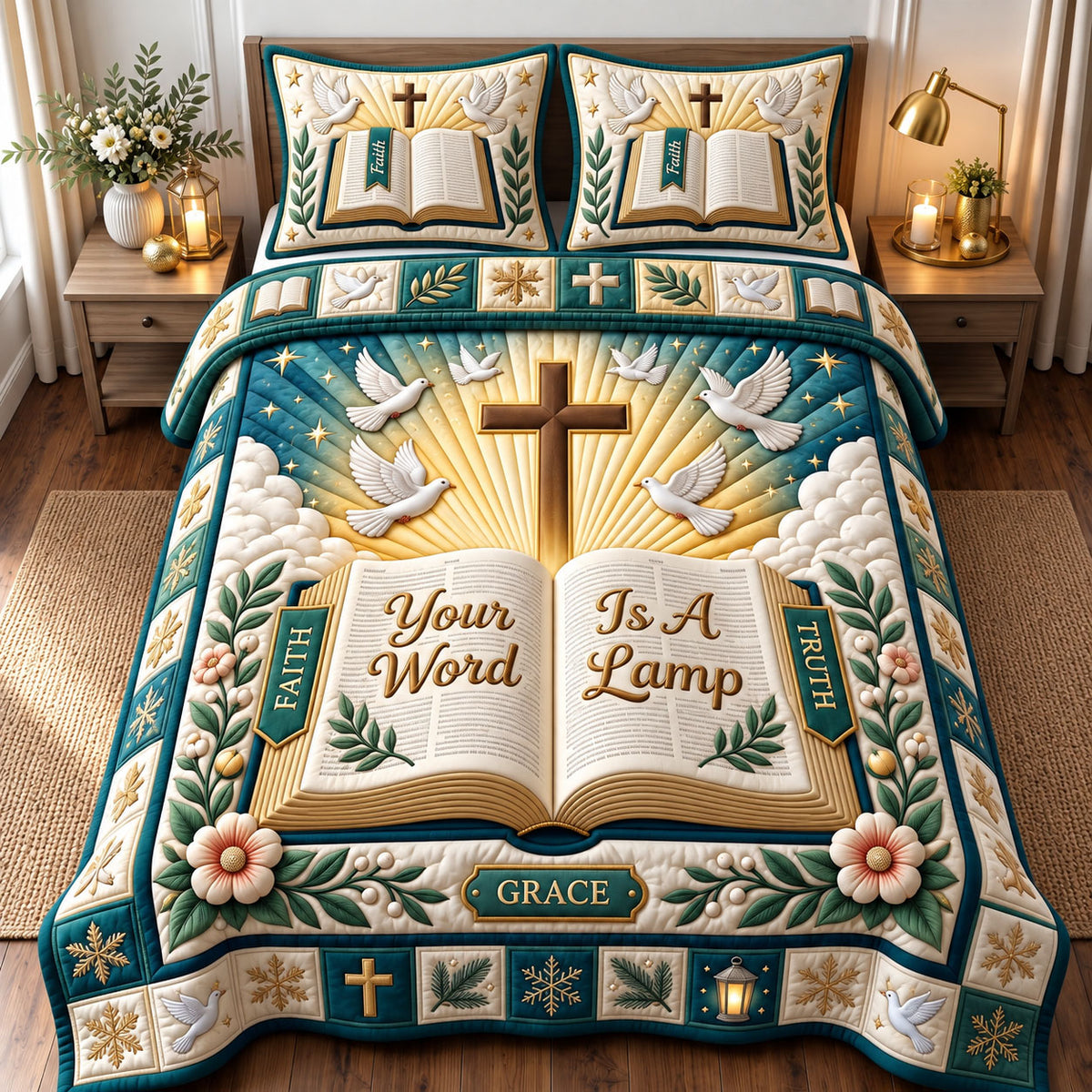 Christian Faith 3-Piece Quilted Bedding Set GFTONMU3451