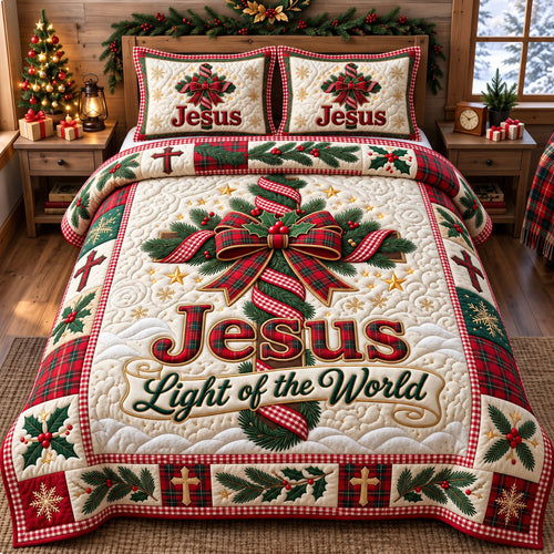Christmas Christian 3-Piece Quilted Bedding Set GFTONMU3516
