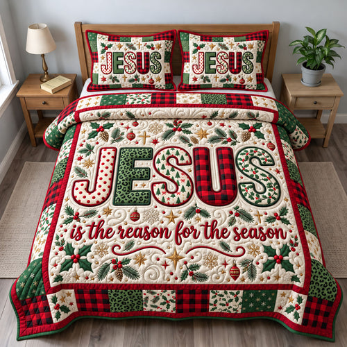 Christmas Christian 3-Piece Quilted Bedding Set GFTONMU3517