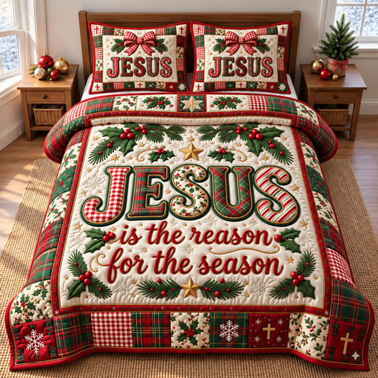 Christmas Christian 3-Piece Quilted Bedding Set GFTONMU3521