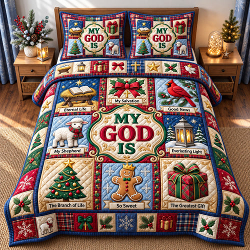 Christmas Christian 3-Piece Quilted Bedding Set GFTONMU3523