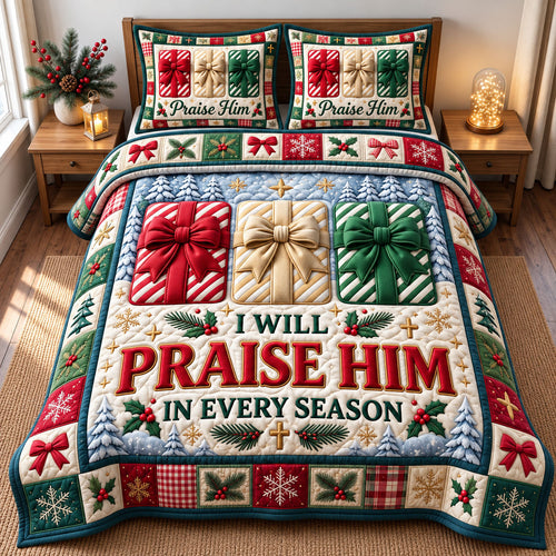 Christmas Christian 3-Piece Quilted Bedding Set GFTONMU3525