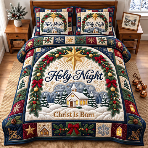 Christmas Christian 3-Piece Quilted Bedding Set GFTONMU3526