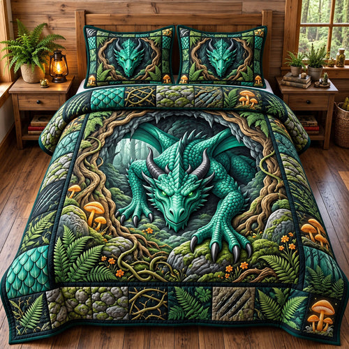 Mystic Dragon 3-Piece Quilted Bedding Set GFTONMU3564