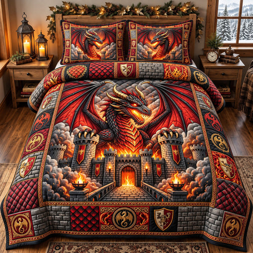 Mystic Dragon 3-Piece Quilted Bedding Set GFTONMU3565