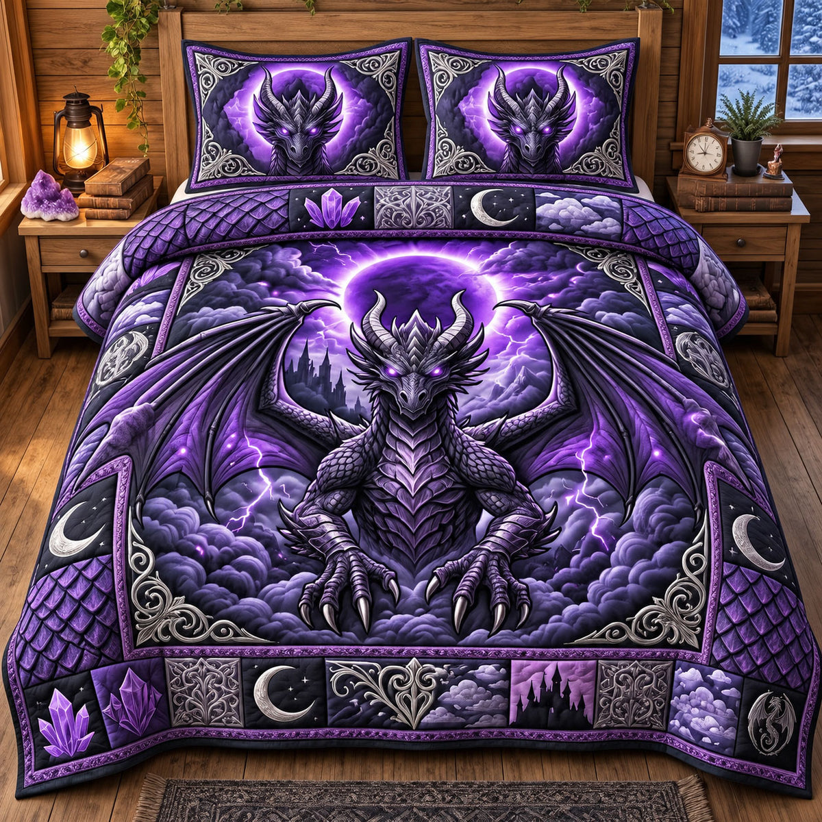 Mystic Dragon 3-Piece Quilted Bedding Set GFTONMU3568