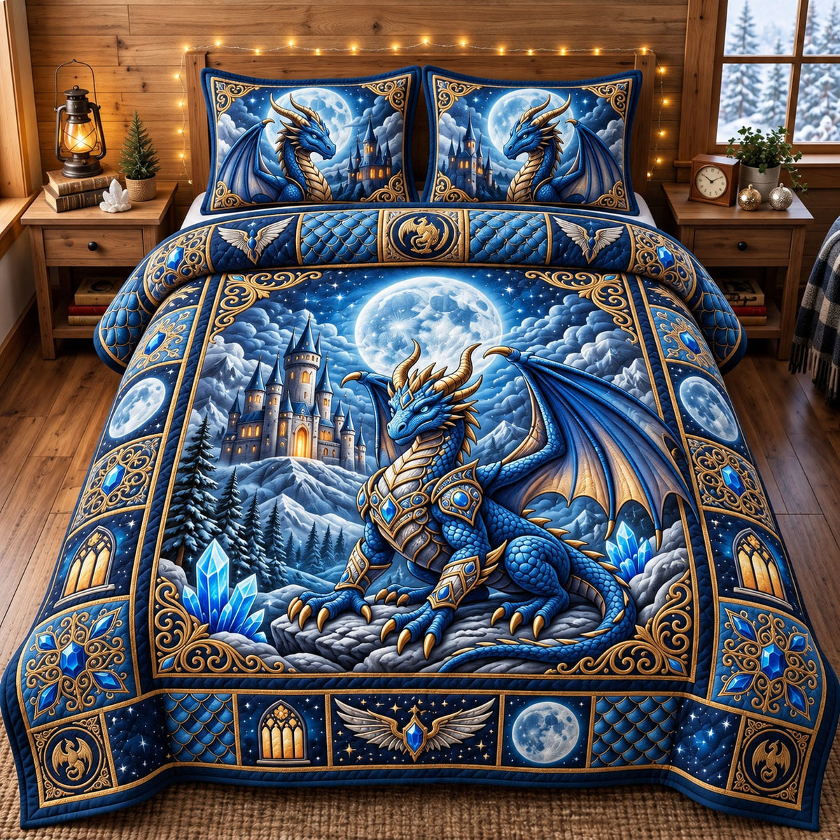 Mystic Dragon 3-Piece Quilted Bedding Set GFTONMU3569