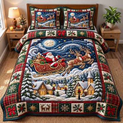 Santa Claus 3-Piece Quilted Bedding Set GFTONMU3571