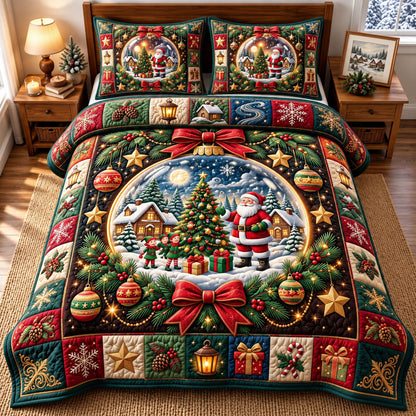 Santa Claus 3-Piece Quilted Bedding Set GFTONMU3572