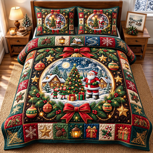 Santa Claus 3-Piece Quilted Bedding Set GFTONMU3572