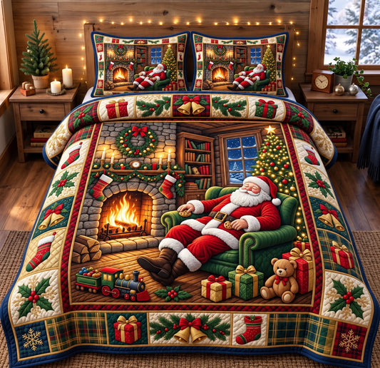 Santa Claus 3-Piece Quilted Bedding Set GFTONMU3575