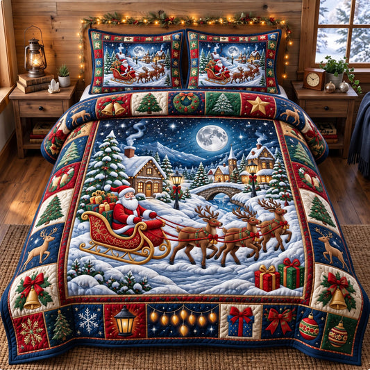 Santa Claus 3-Piece Quilted Bedding Set GFTONMU3576