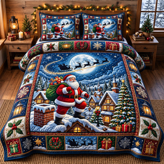 Santa Claus 3-Piece Quilted Bedding Set GFTONMU3577