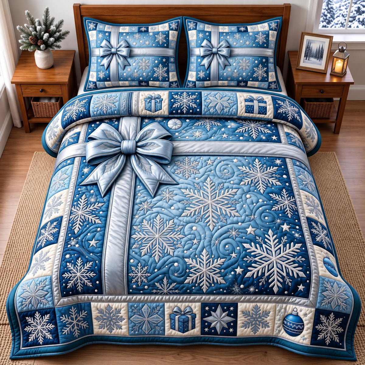 Christmas Gift 3-Piece Quilted Bedding Set GFTONMU3578