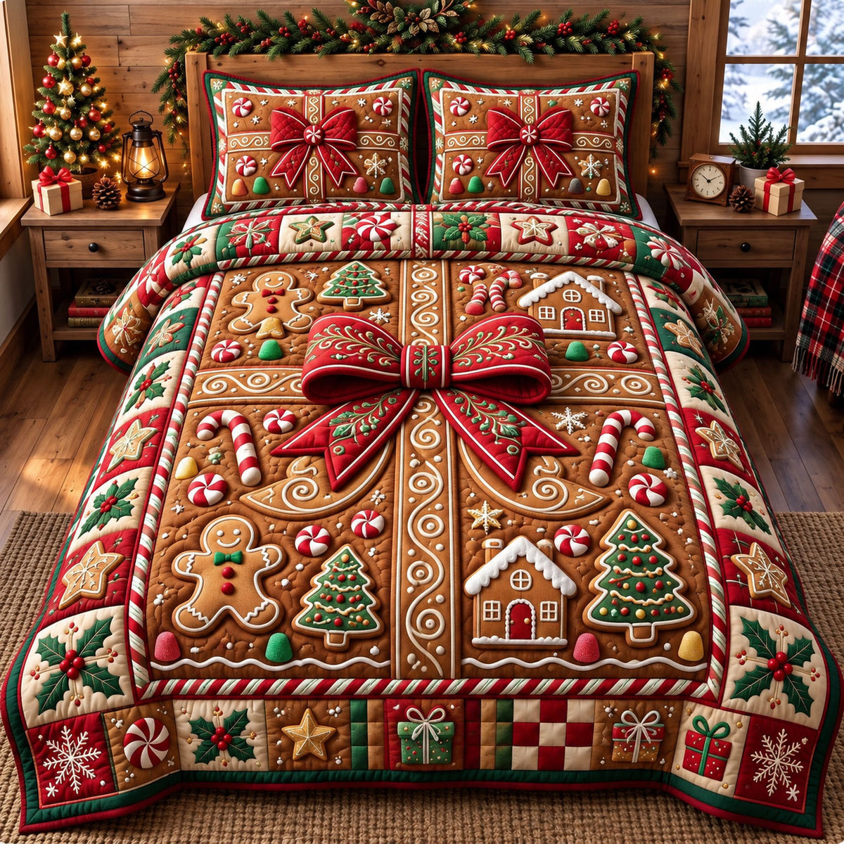 Christmas Gift 3-Piece Quilted Bedding Set GFTONMU3579