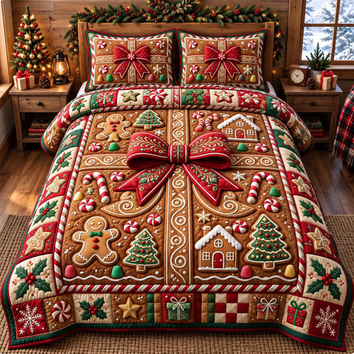 Christmas Gift 3-Piece Quilted Bedding Set GFTONMU3579