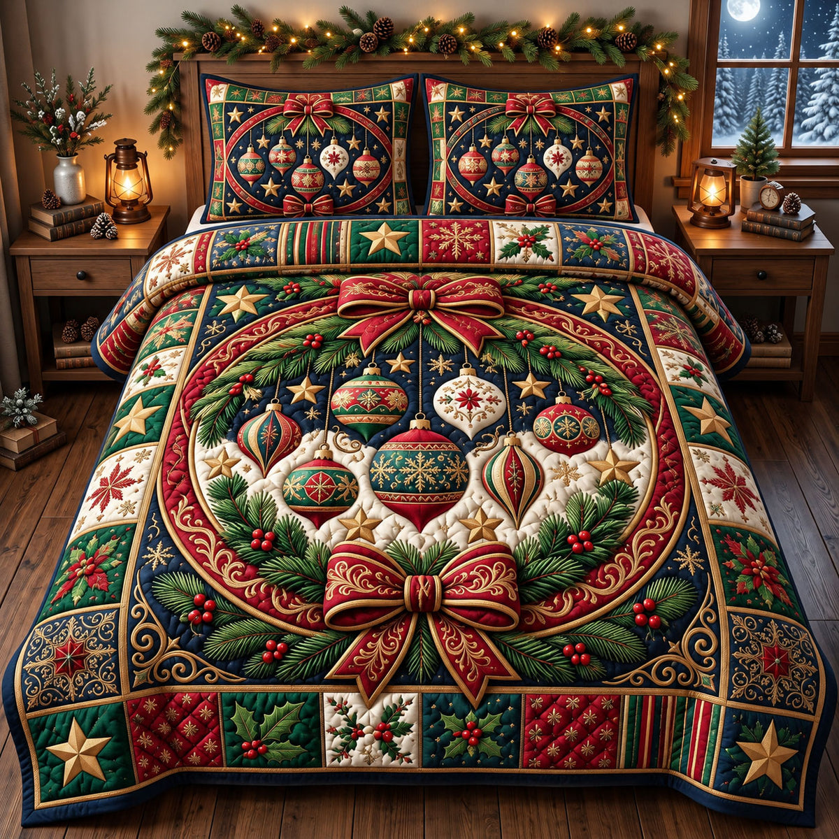 Christmas Gift 3-Piece Quilted Bedding Set GFTONMU3581