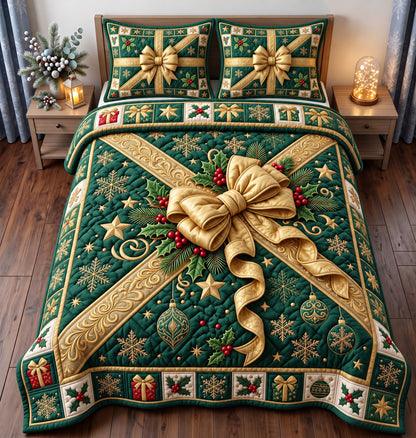 Christmas Gift 3-Piece Quilted Bedding Set GFTONMU3582