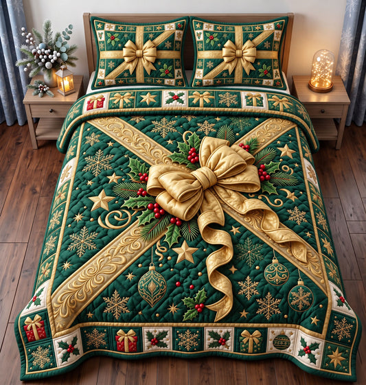 Christmas Gift 3-Piece Quilted Bedding Set GFTONMU3582
