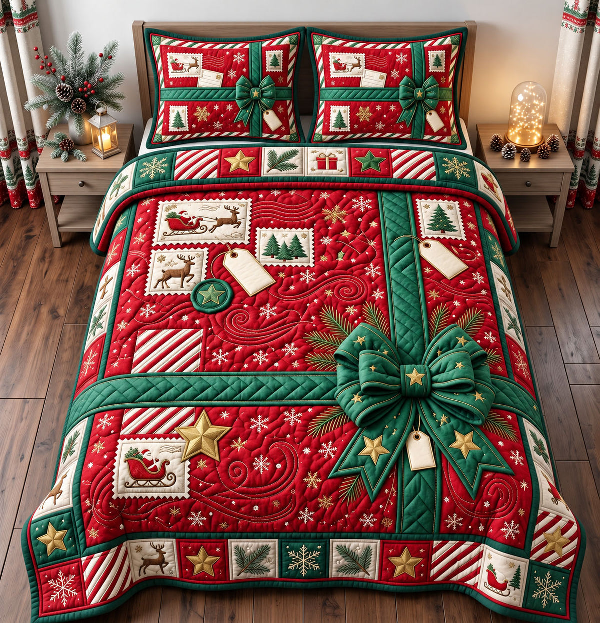 Christmas Gift 3-Piece Quilted Bedding Set GFTONMU3583