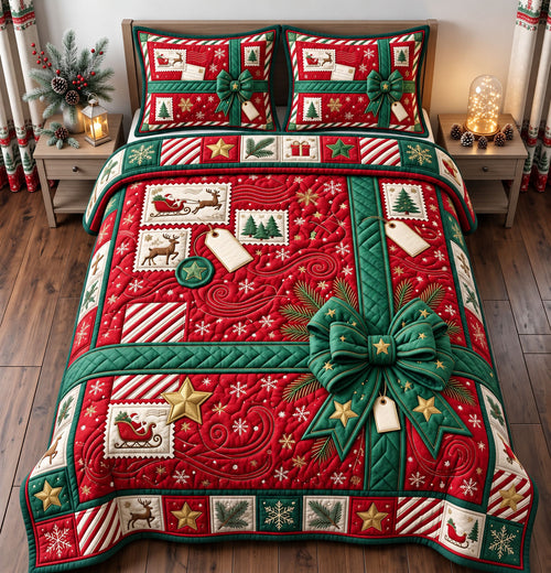 Christmas Gift 3-Piece Quilted Bedding Set GFTONMU3583
