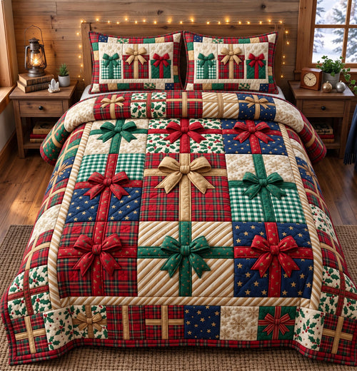 Christmas Gift 3-Piece Quilted Bedding Set GFTONMU3584