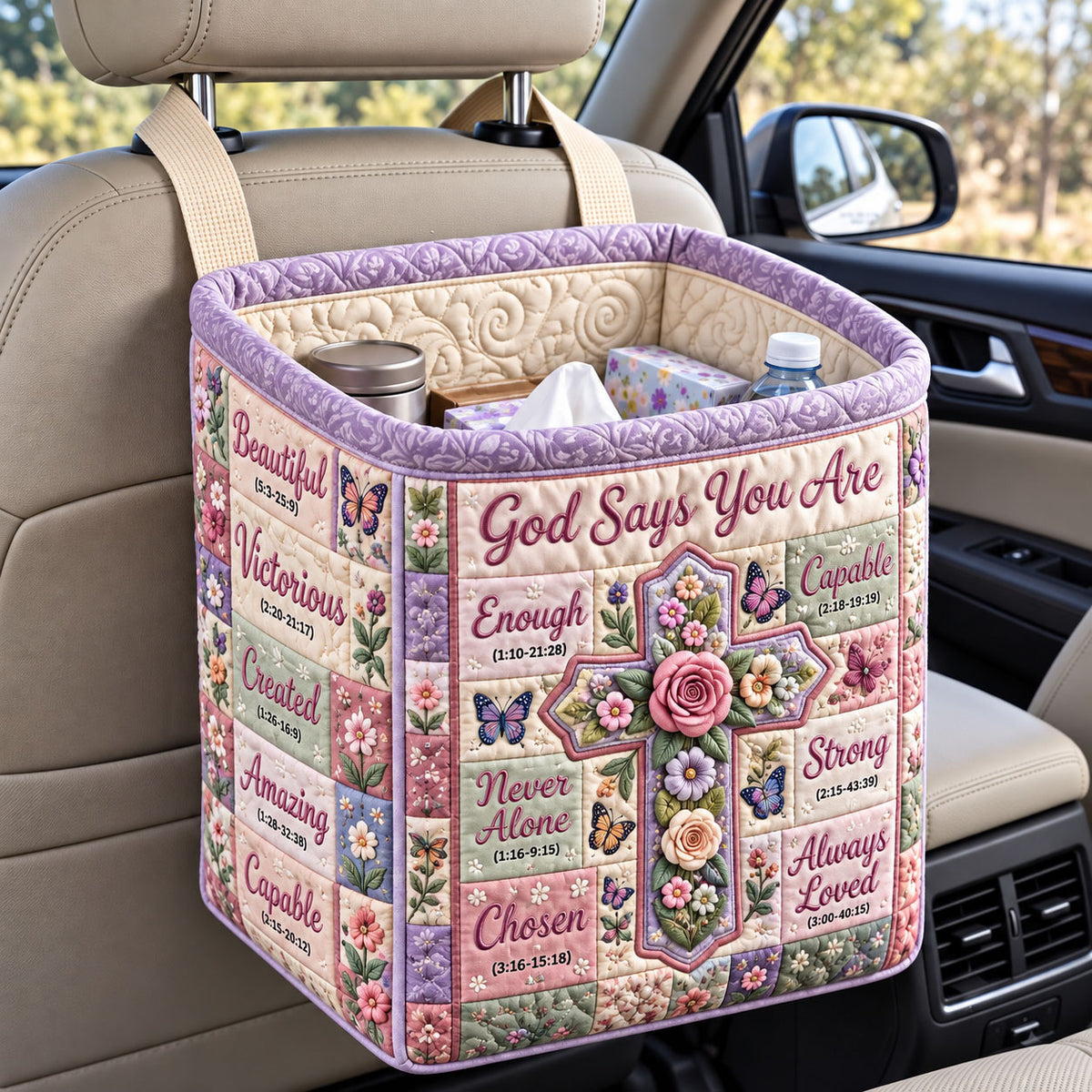 Christian Faith Quilted Car Basket GFTONMU3591