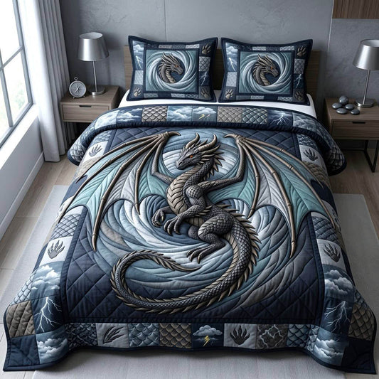 Mystic Dragon 3-Piece Quilted Bedding Set GFTONMU3613