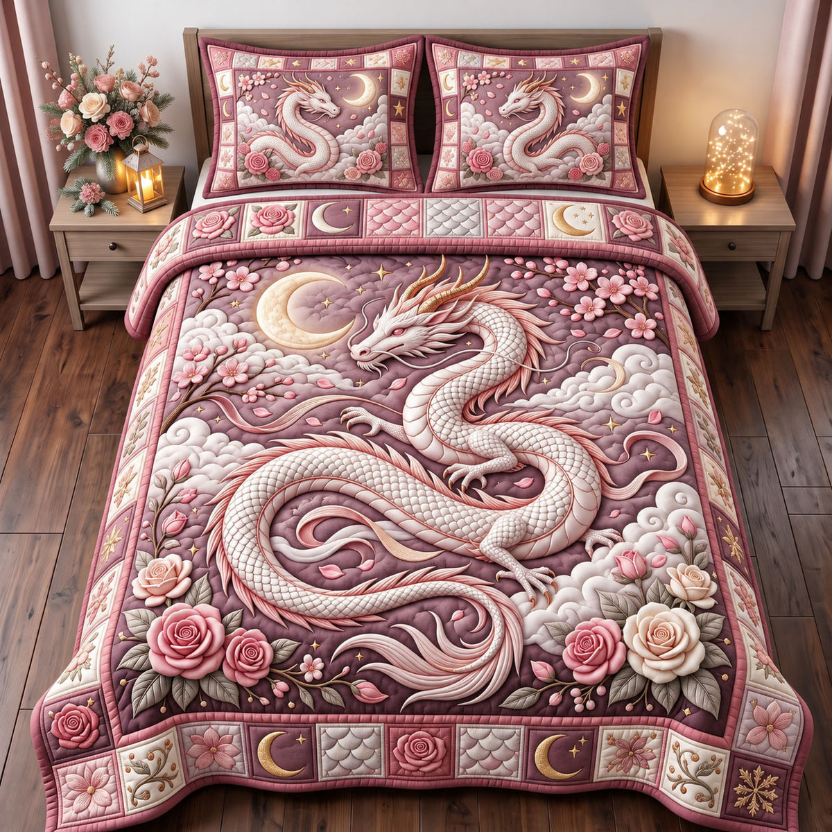 Mystic Dragon 3-Piece Quilted Bedding Set GFTONMU3616