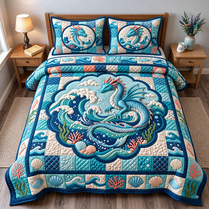 Mystic Dragon 3-Piece Quilted Bedding Set GFTONMU3618