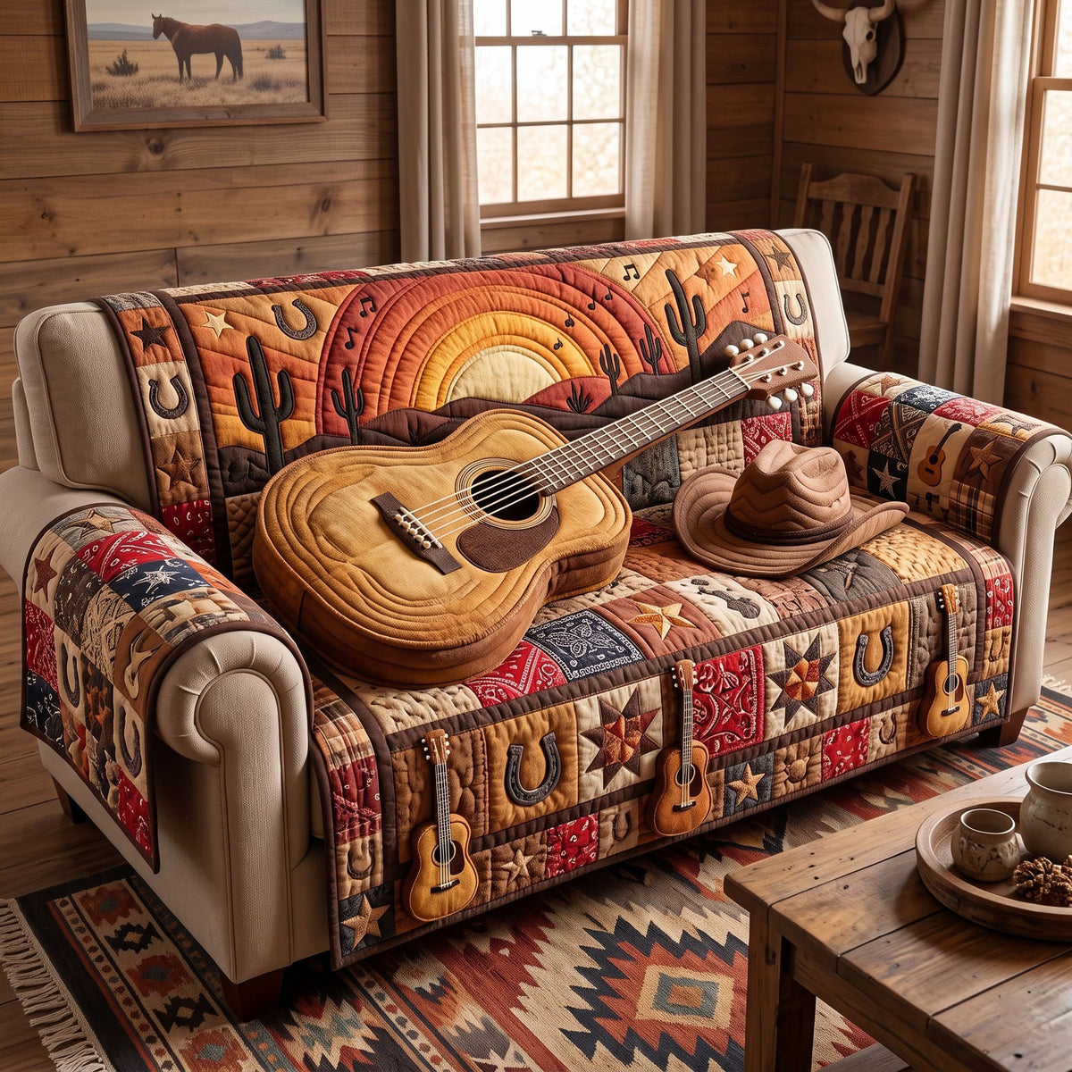 Guitar Lover Quilted Sofa Cover GFTONMU3679