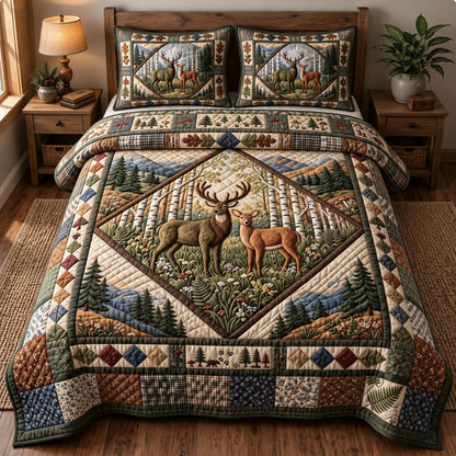 Rustic Deer 3-Piece Quilted Bedding Set GFTONMU3735