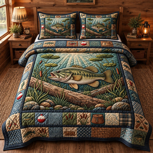 Rustic Bass 3-Piece Quilted Bedding Set GFTONMU3738