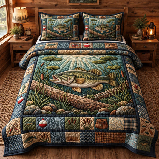 Rustic Bass 3-Piece Quilted Bedding Set GFTONMU3738