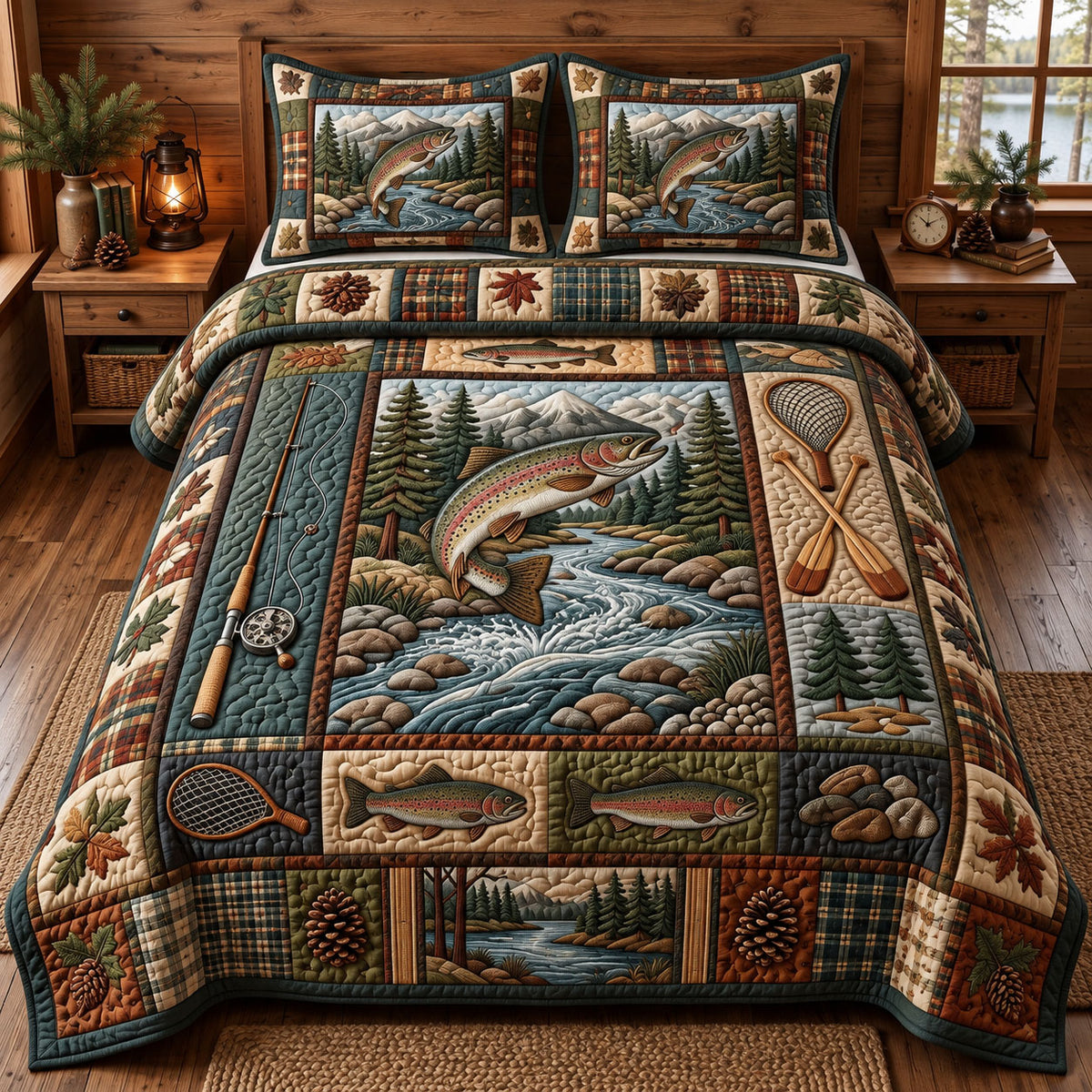 Rustic Bass 3-Piece Quilted Bedding Set GFTONMU3739